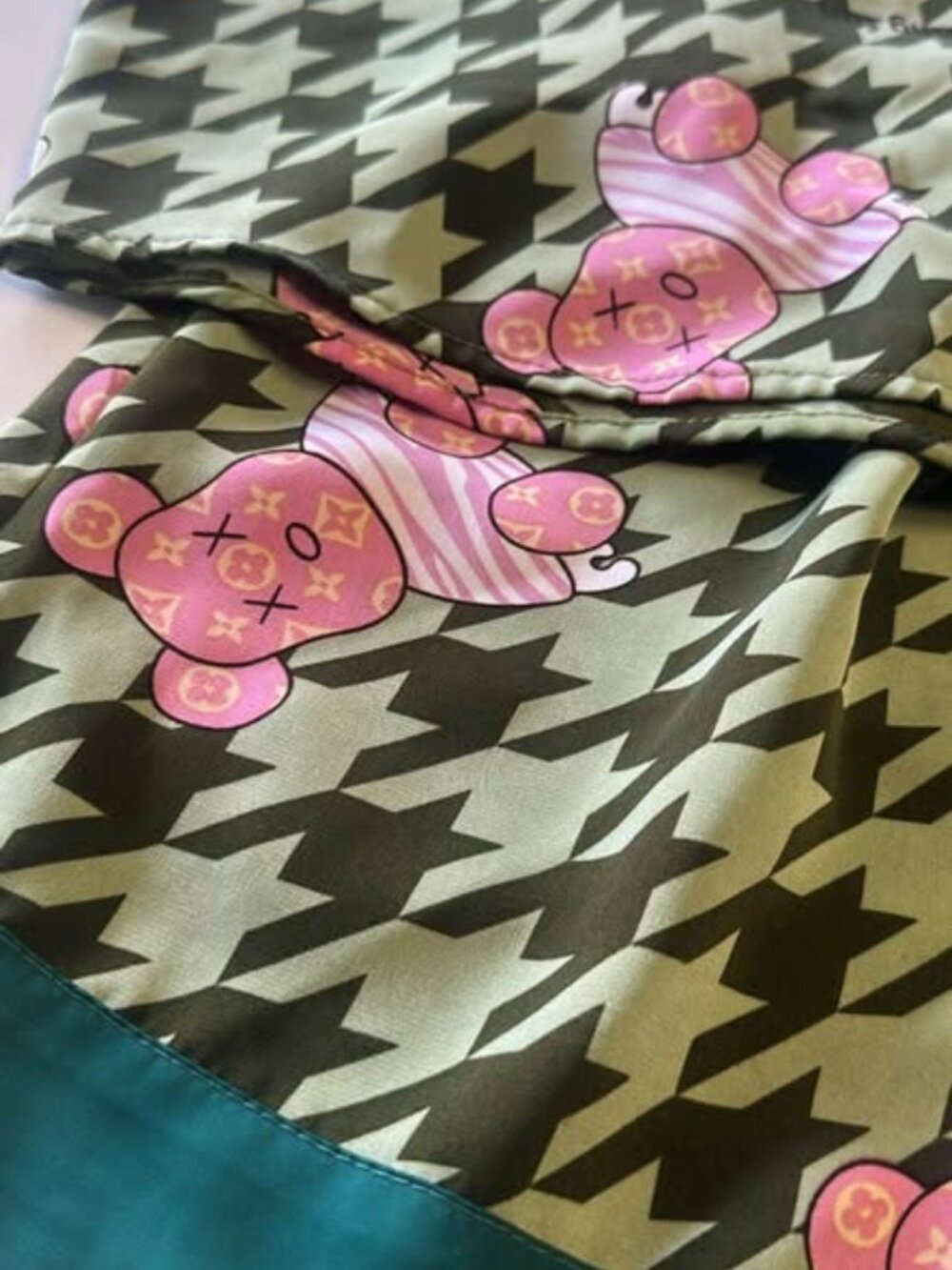 PJs Set Bear ✨Keep Having Fun🛍️Streetwear Bear Houndstooth Lounge Set
